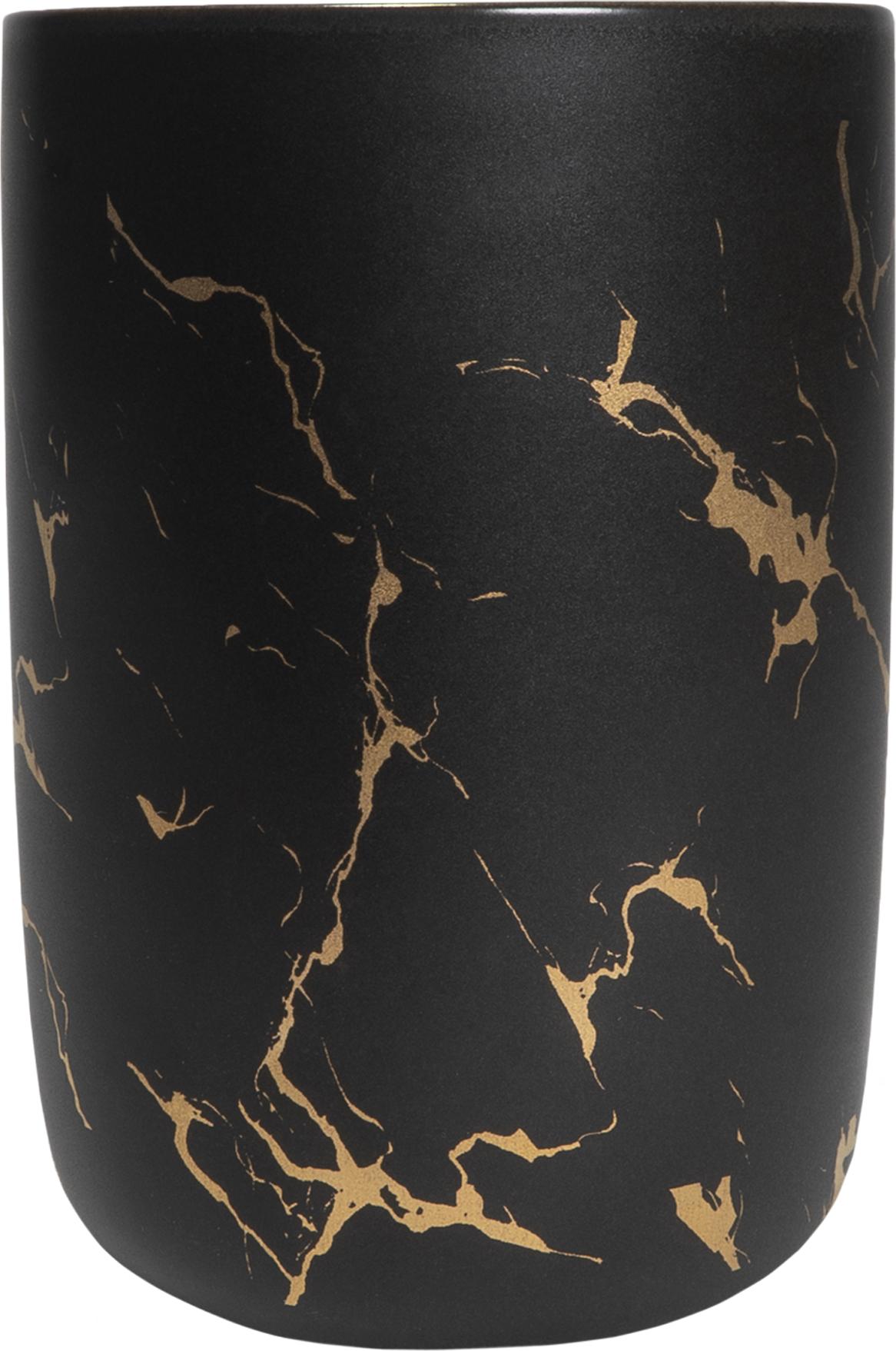 QUVIO Make-up Pinselhalter - Zahnbürstenhalter - Organizer - Cup - Schwarz mit Gold