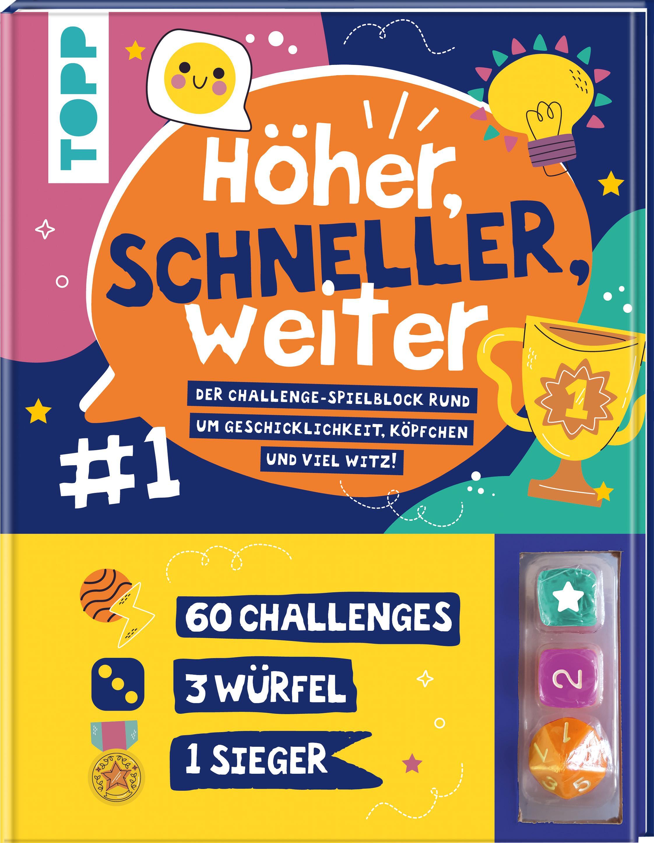 Sonstige Verlage Höher, schneller, weiter! Der Challenge-Spieleblock mit 3 Würfeln 28560950_9783735891723