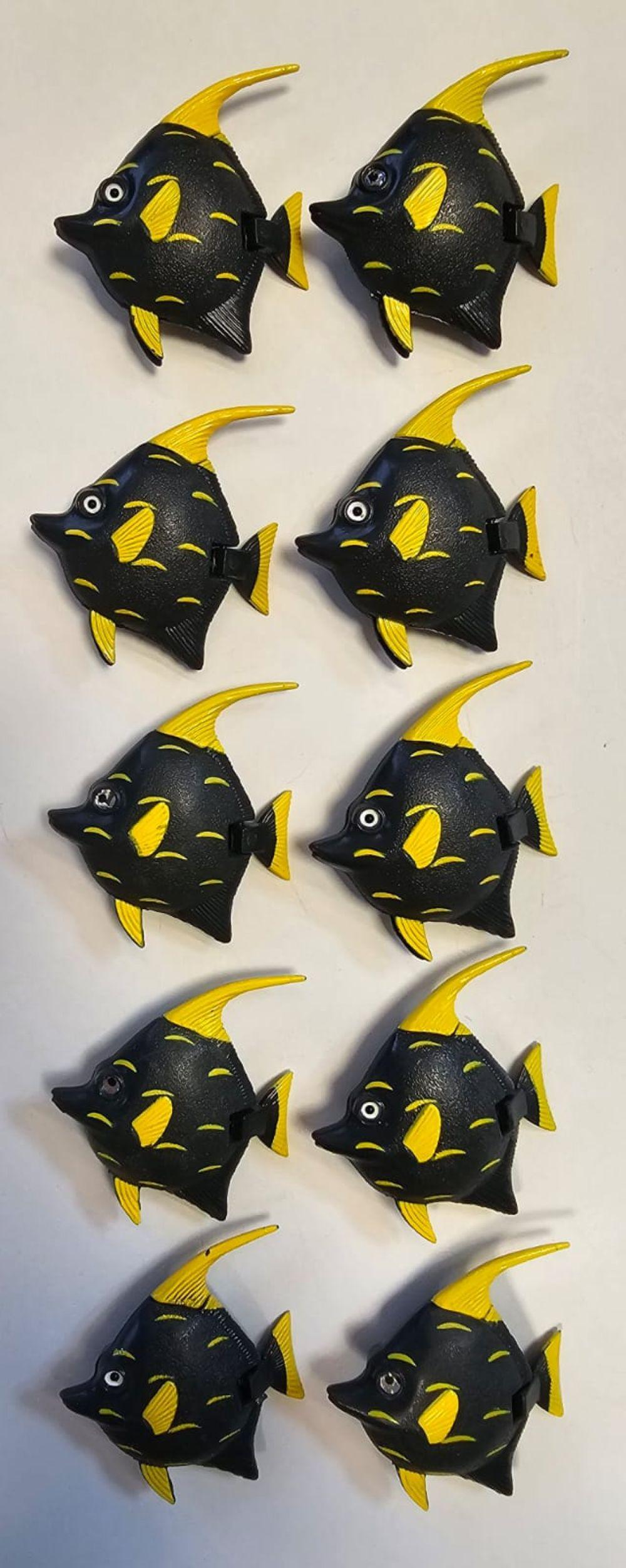 Xenon 3249 Fische 10er Pack Scalare Schwarz / Gelb bewegliche Schwanzflosse