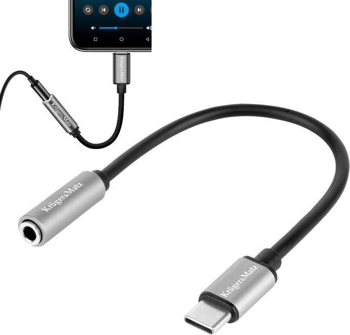 Krüger&Matz Adapter USB-C auf MINI JACK 3,5mm AUX 17,5cm Kruger&Matz