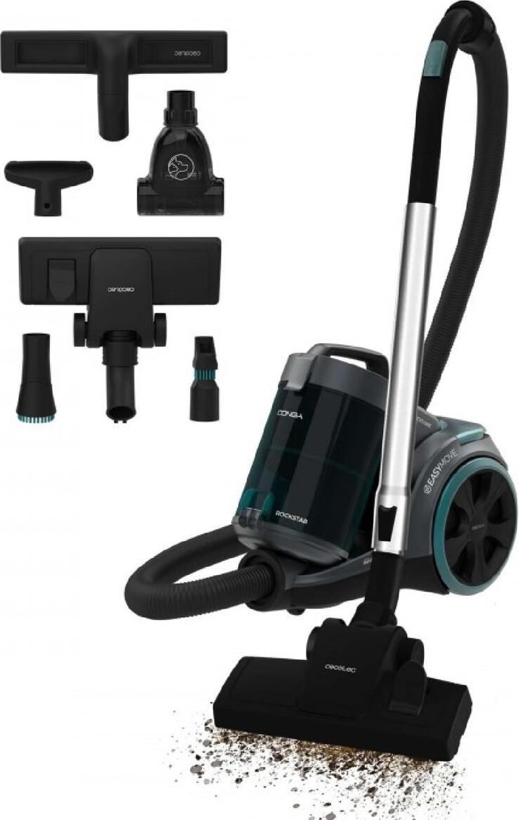 Cecotec Conga Rockstar Multicyclonic XL PowerStyle, 900 W, Bubnový vysávač, Suchý, Bezvreckové, 3,3 L, HEPA