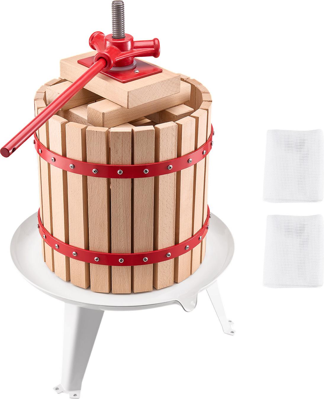 SucceBuy Manuelle Obstpresse 12L mit Holzkorb für Wein- und Saftproduktion LD-BP12