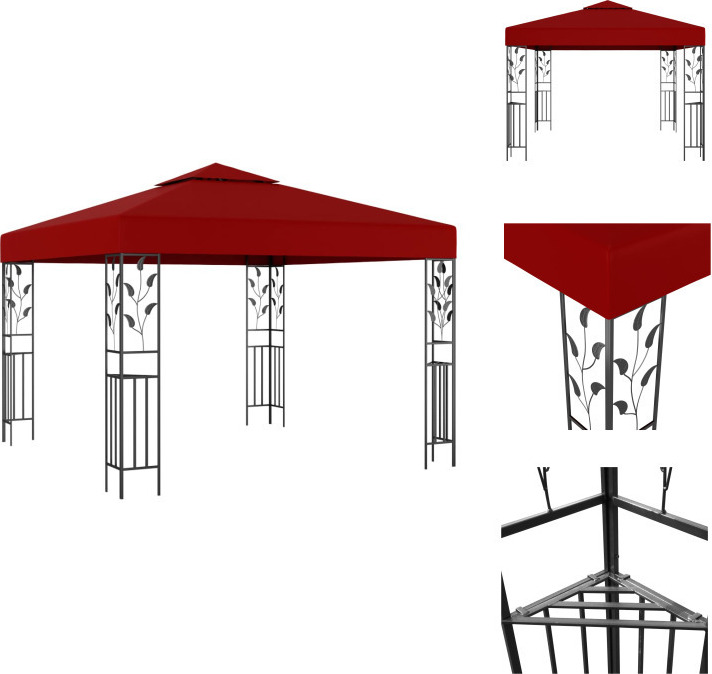 vidaXL Pavillon 3x3 m Weinrot - Pavillons & Partyzelte