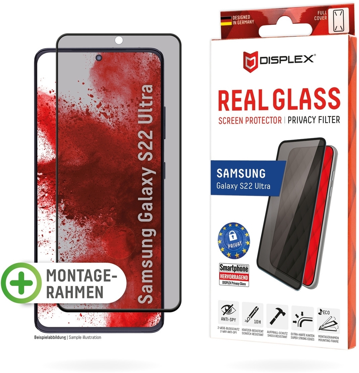 DISPLEX Privacy Glass 3D Samsung Galaxy S22 Ultra