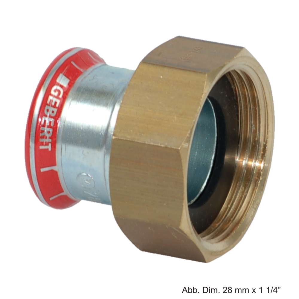 Geberit GE Mapress C-Stahl, Uebergang mit Ueberwurfmutter MS, d28mm x G1 1/2, verz., 1 Stk. 25050