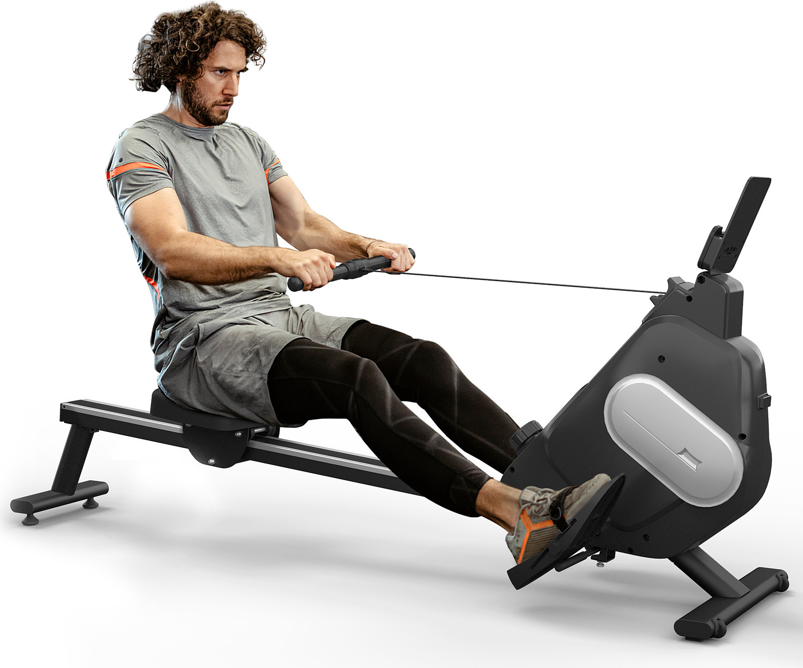 Rudergerät - BIGZZIA Magnetisches Rudergerät 16 Ebenen mit LED-Display Leise Gleitschiene für Home Gym Indoor Trainer Ausrüstung