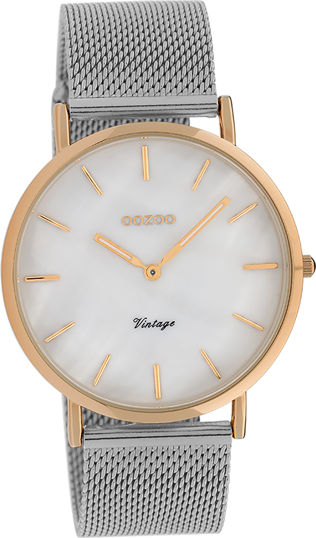 Oozoo Dámske náramkové hodinky Vintage Series analógové kovové strieborné D2UOC20068