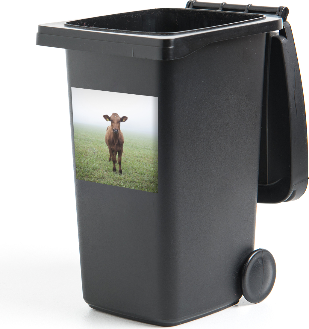 MuchoWow® Mülltonnenaufkleber Kuh - Nebel - Gras 40x40 cm - Abfall-Aufkleber - Container - für Abfallcontainer 187|322819063