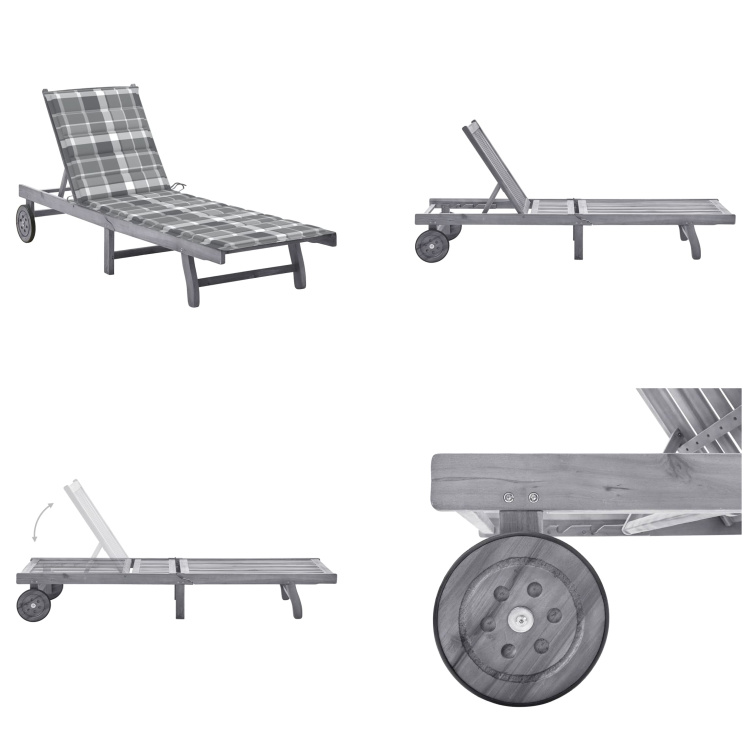 vidaXL Lehátko s vankúšom sivé akáciové masívne drevo - Lehátko - Lehátka - Drevené ležadlo - Drevené ležadlá