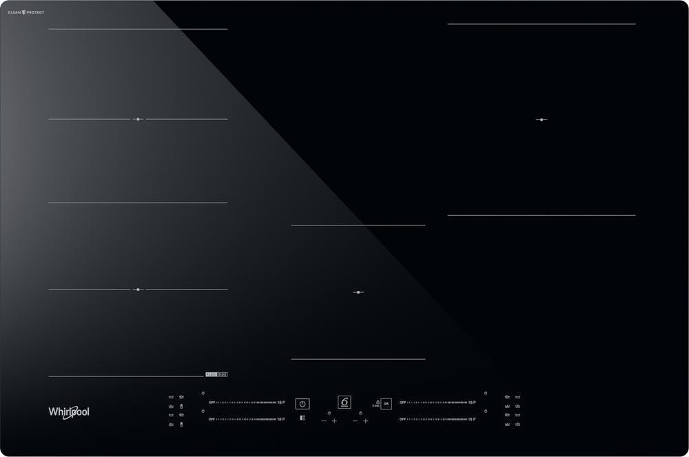 Whirlpool WF S1577 CPNE, Čierna, Vstavaný, 77 cm, Indukčná varná doska so zónami, Sklokeramická, 4 zone(s)