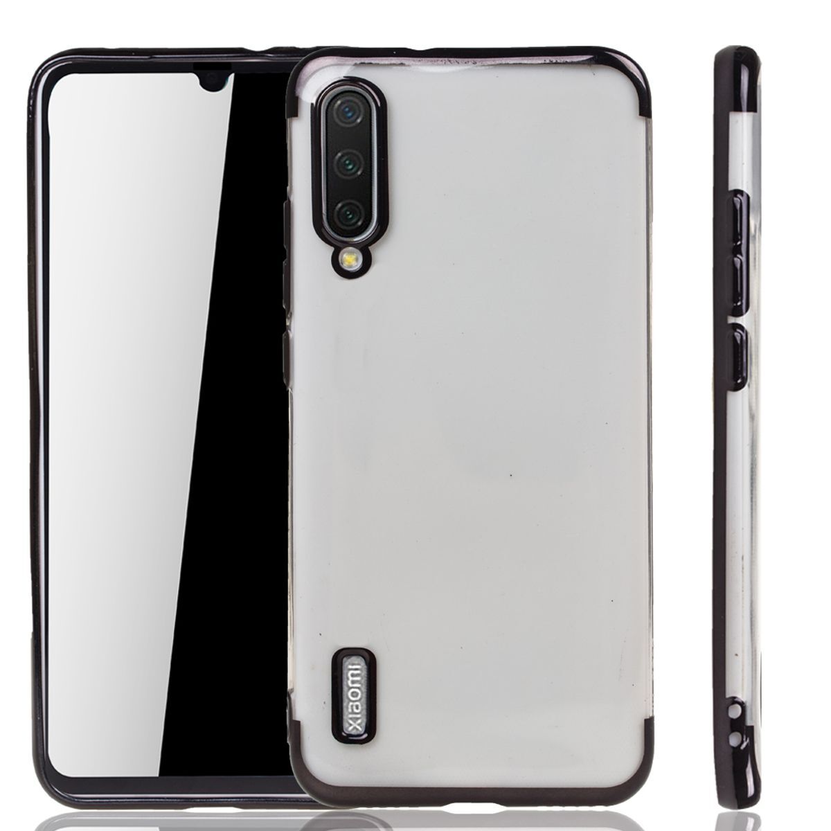 Puzdro na mobilný telefón pre Xiaomi Mi A3 Black - Clear - TPU silikónové puzdro Zadný kryt Ochranný kryt v transparentnej čiernej farbe