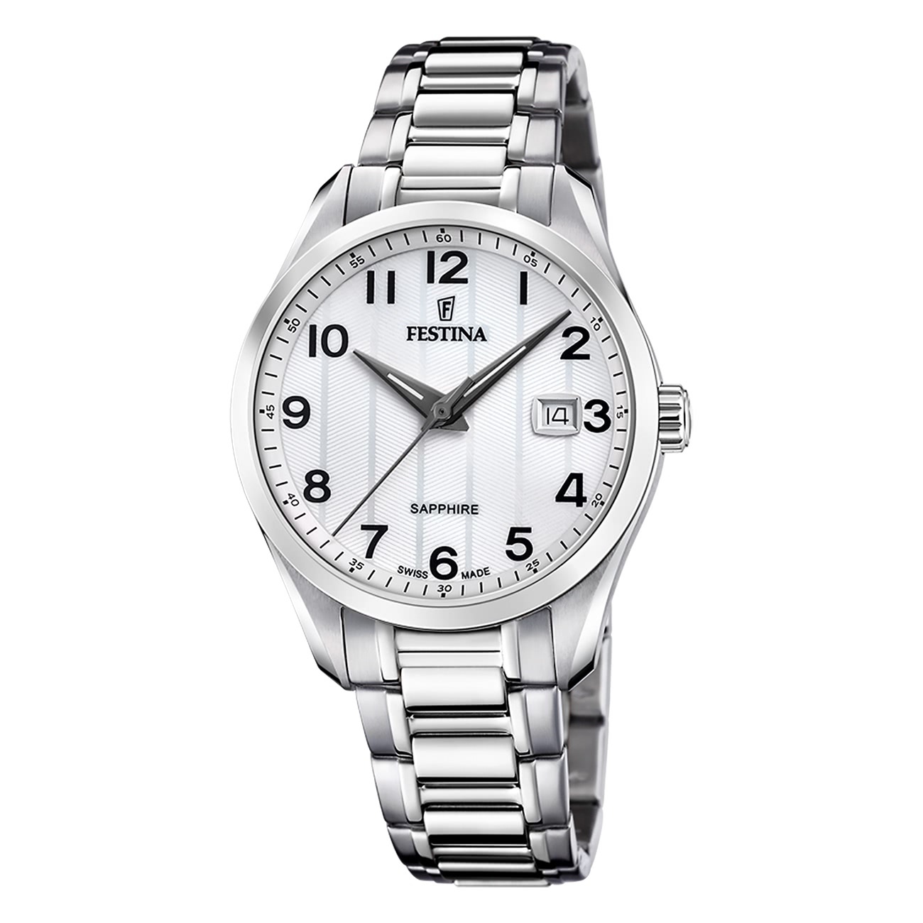 Festina pánske hodinky z ušľachtilej ocele strieborné Festina Swiss made náramkové hodinky UF20026/1