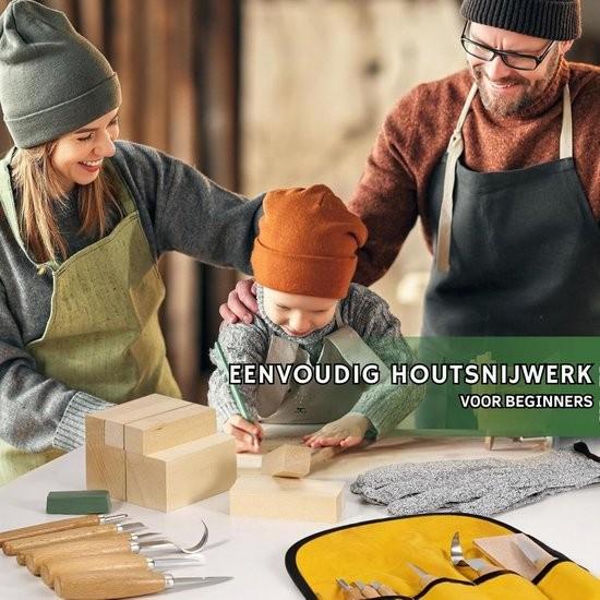 Merkloos 18-teiliges Holzschnitzset – Holzschnitzmesser und Handschuhe – Professionelles Holzschnitzen – Holzbearbeitung – Holzmeißelset – Holzschnitzen 111465-0