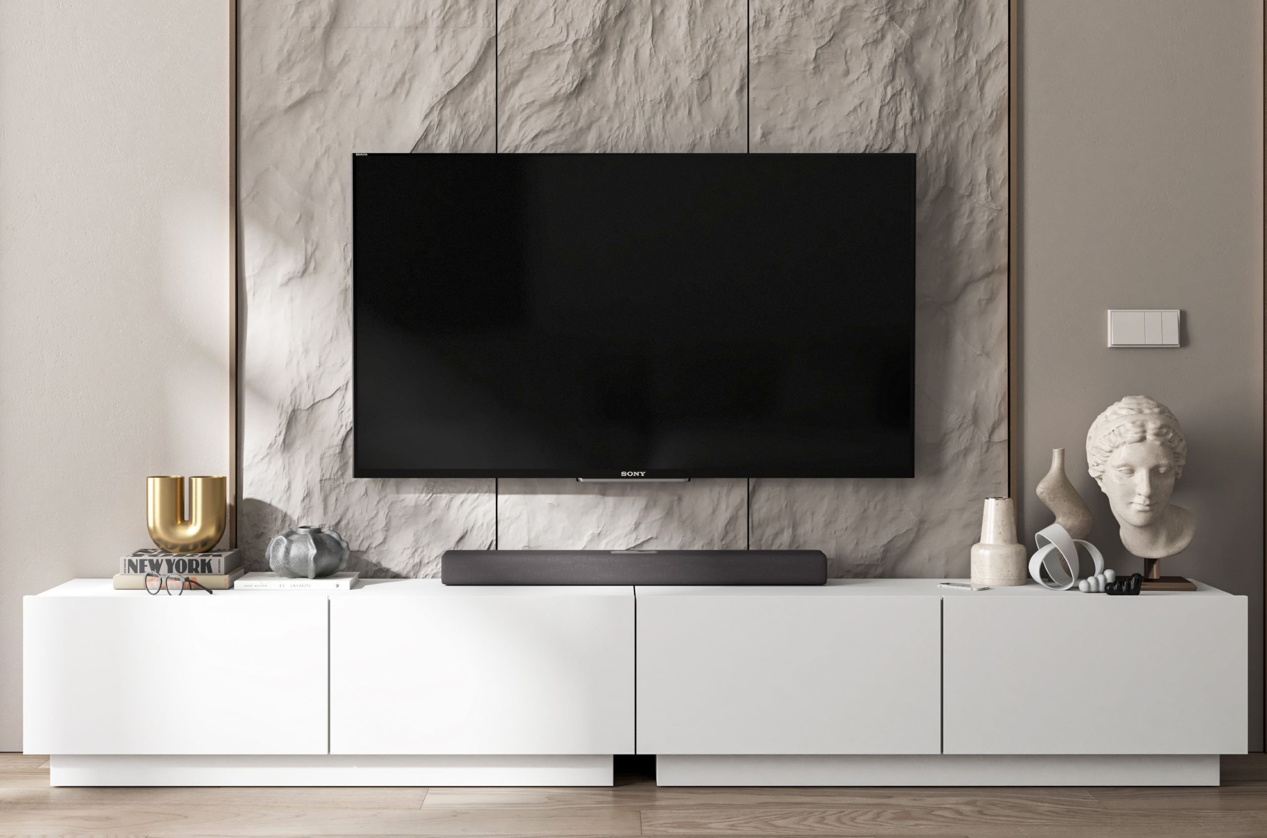 Meble Lindner 2 Stk TV-Schrank 2 x Enjoy Loft Style TV Modern Lindner Möbel 240cm x 37cm x 35cm Farbe: Weiß matt ENJOY-RTV-240-WHI_COKOL
