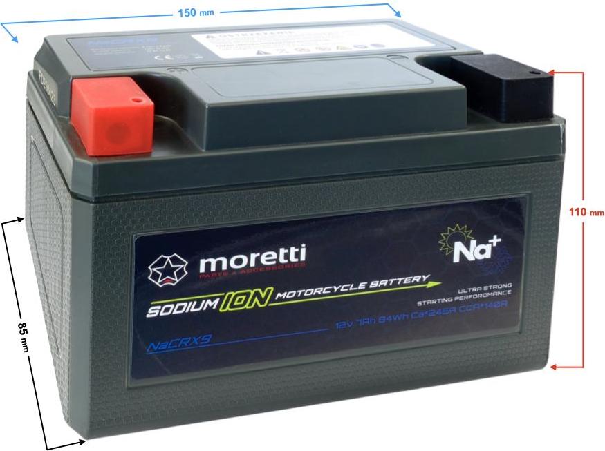 Moretti NaCRX9 Natriumionenbatterie
