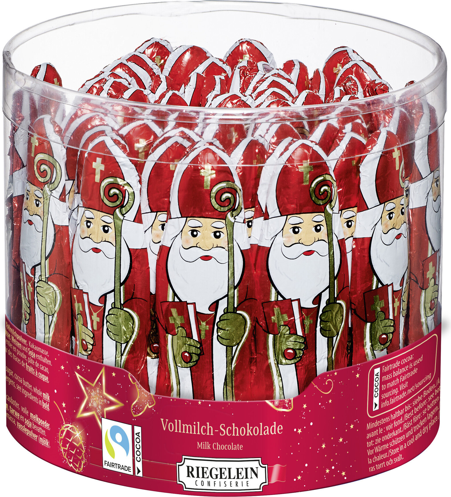 Unbekannt Riegelein Massiv Saint Nikolaus aus Vollmilchschokolade Fairtrade 65 x 12,5g (812,5g) 12,29