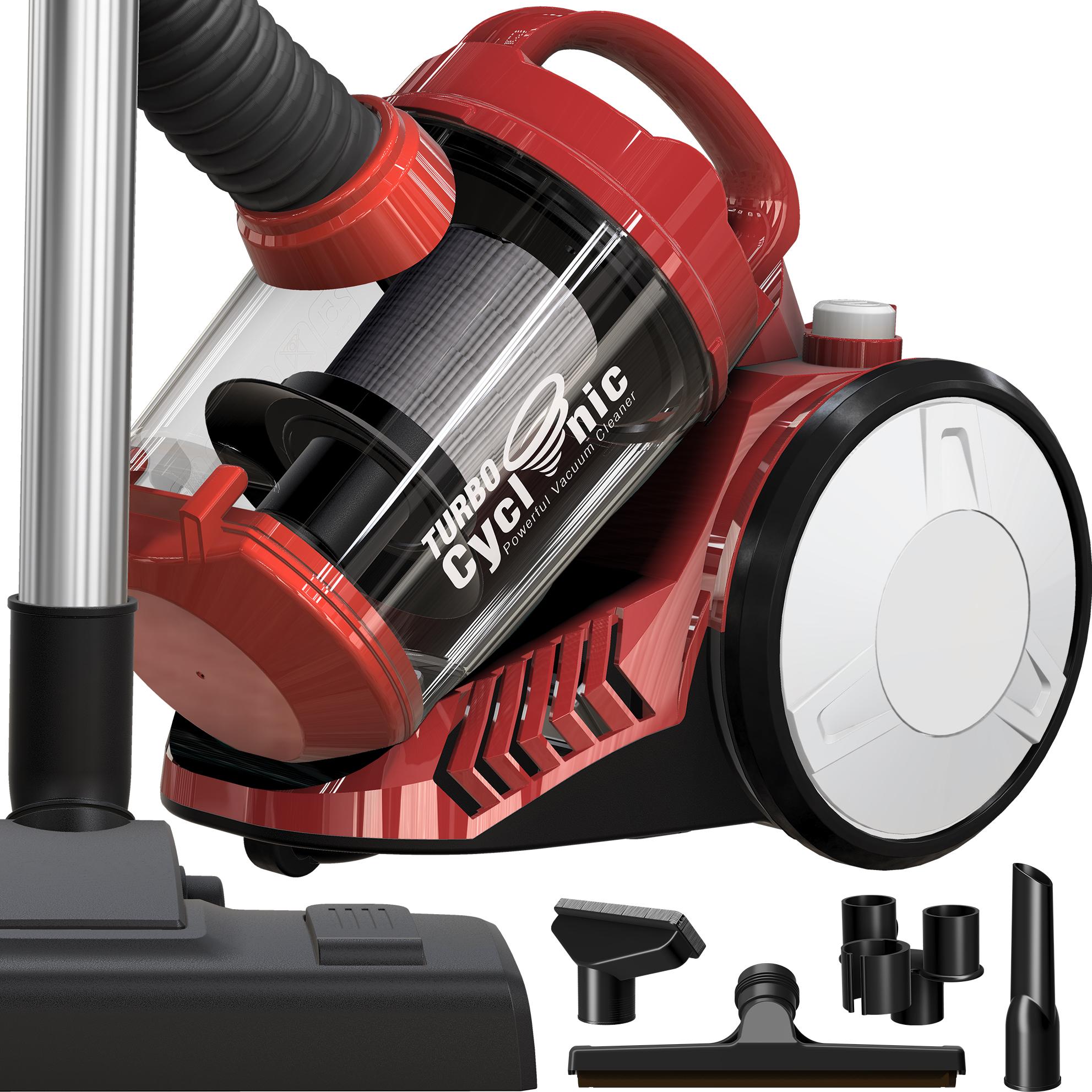 TurboTronic cyklónový vysávač - CV07 – brutálny sací výkon 19 kPa, bezvreckový, malý suchý vysávač na parkety, chlpy domácich zvierat a psie chlpy, bezvreckový podlahový vysávač ROT