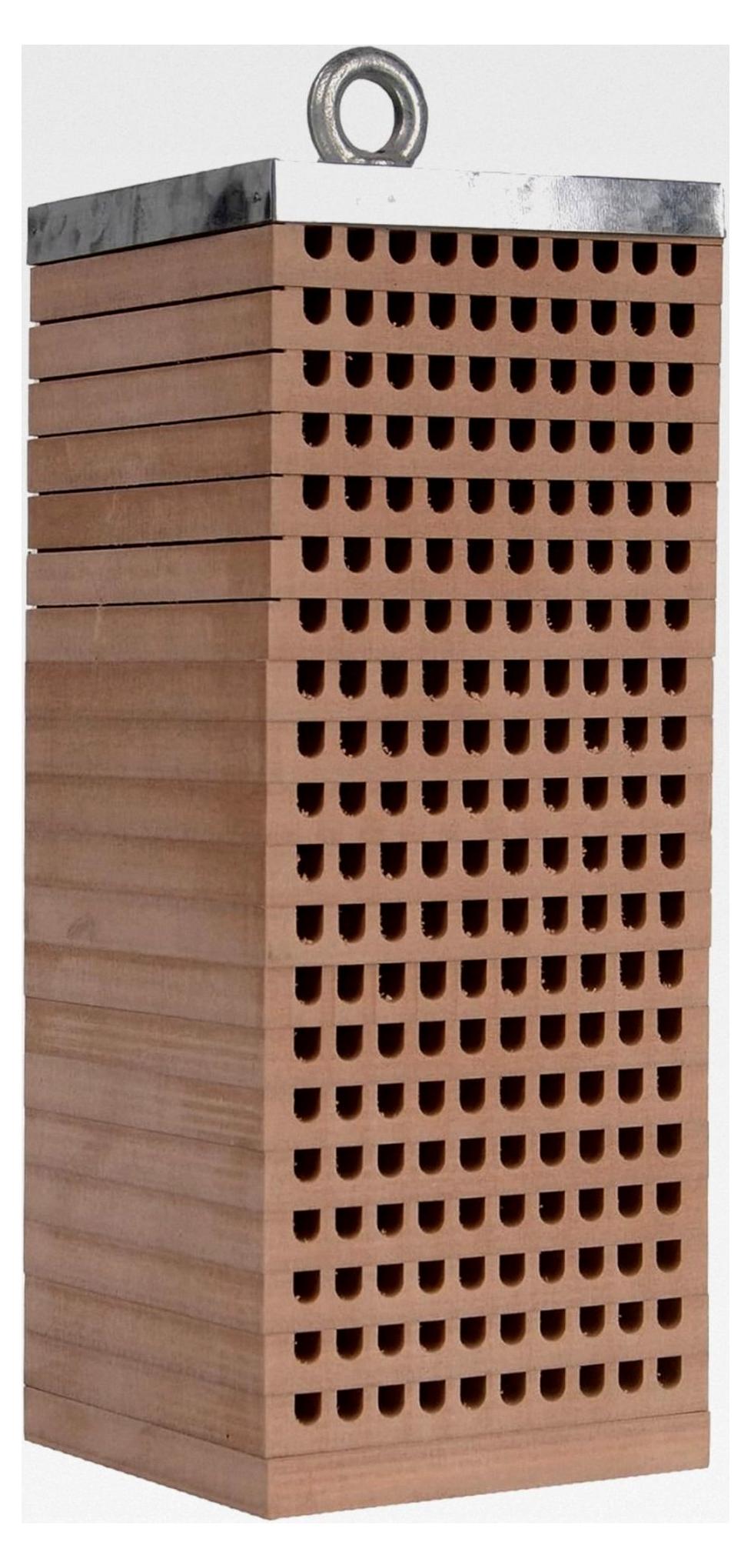 Markenlos Bienenhotel für Mauerbienen aus Holz mit 200 Nistlöchern und Zinkdach