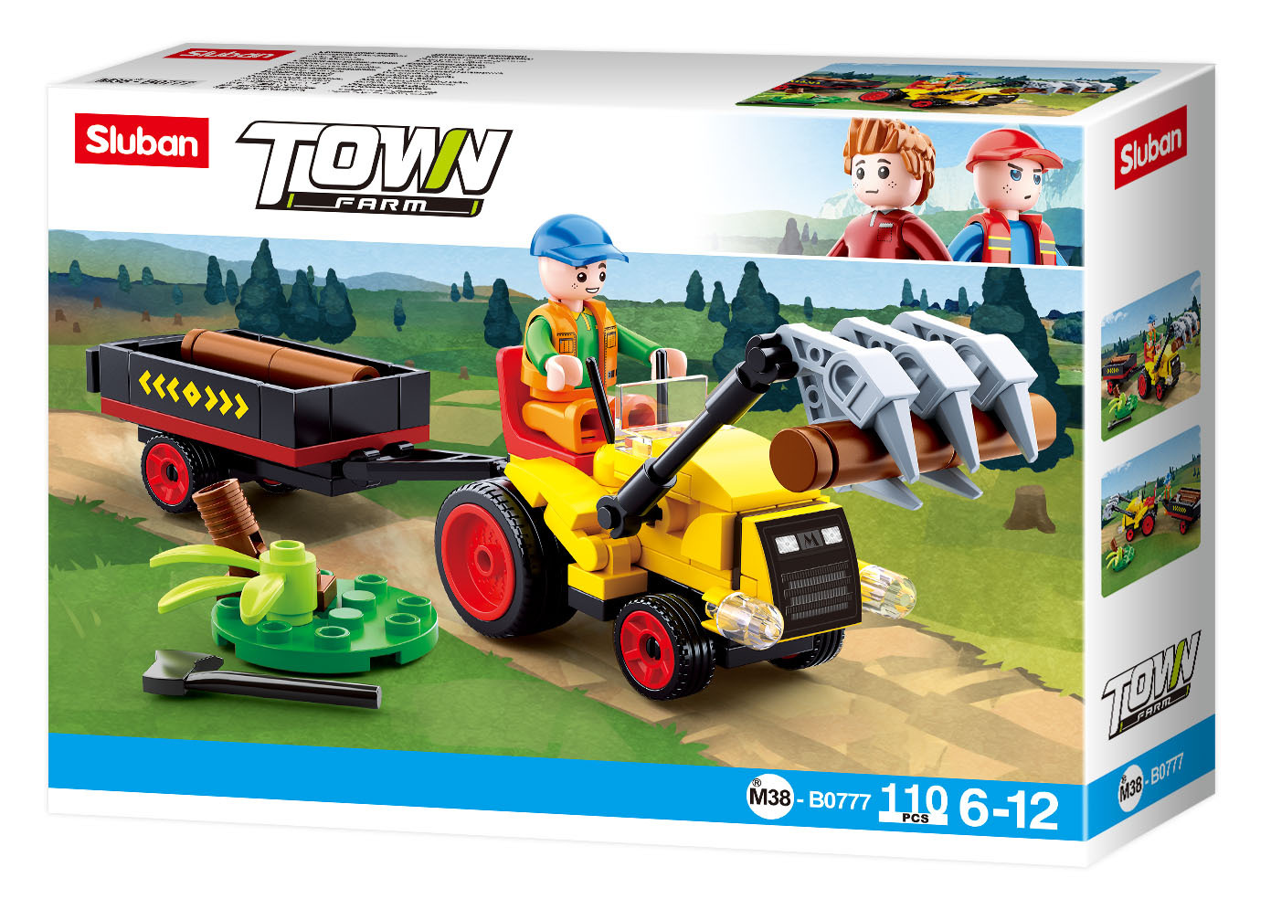 Sluban Traktor mit Baumstämmen M38-B0777