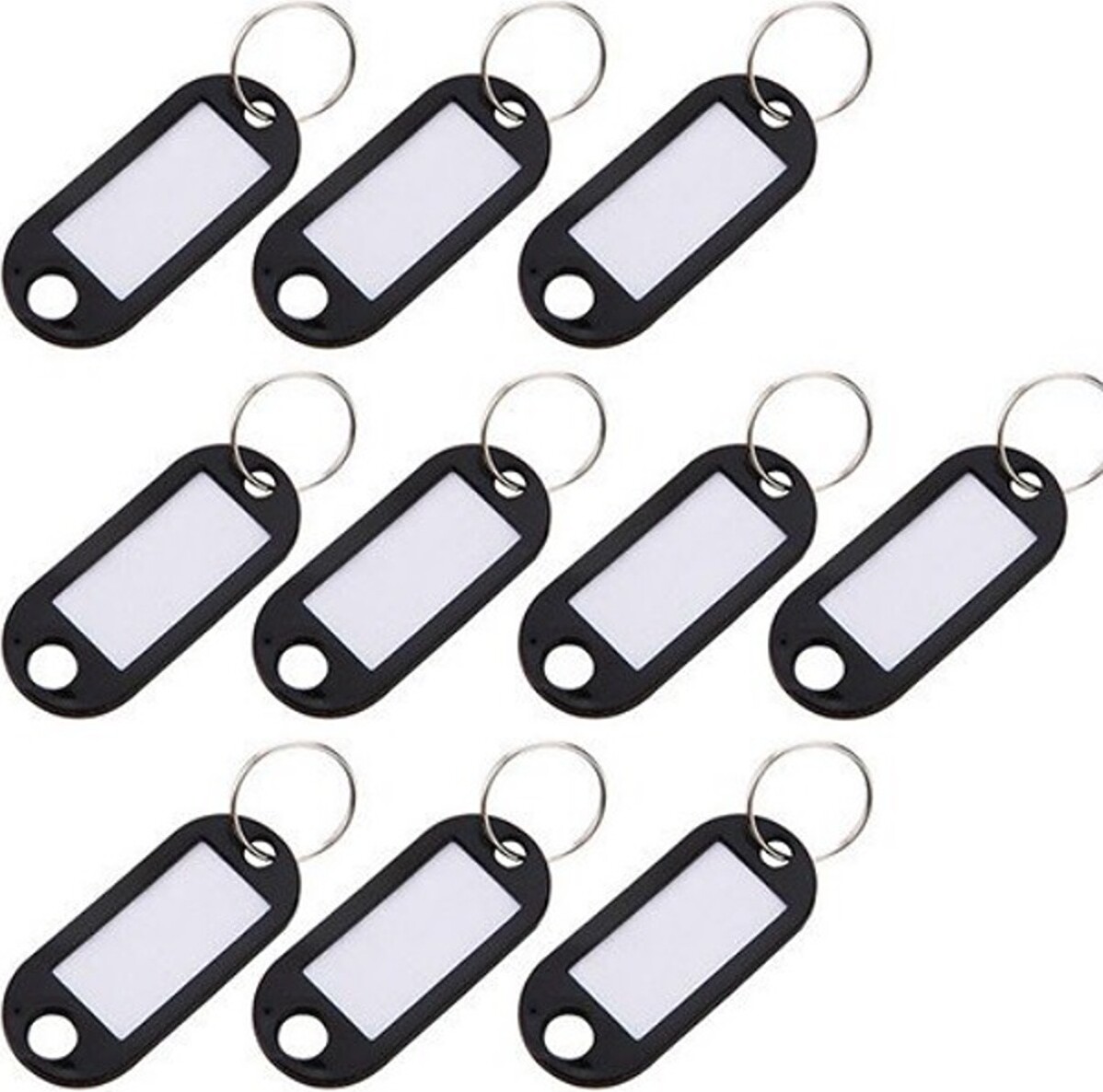 BAYLI 5er Pack Schlüsselanhänger zum Beschriften Einfarbig - Schwarz - Schlüsselschilder mit Ring beschriftbar | Schlüsselring zum Beschriften | Schlüsselring Kunststoff mit auswechselbaren Etiketten 5x Schlüsselanhänger zum Beschriften