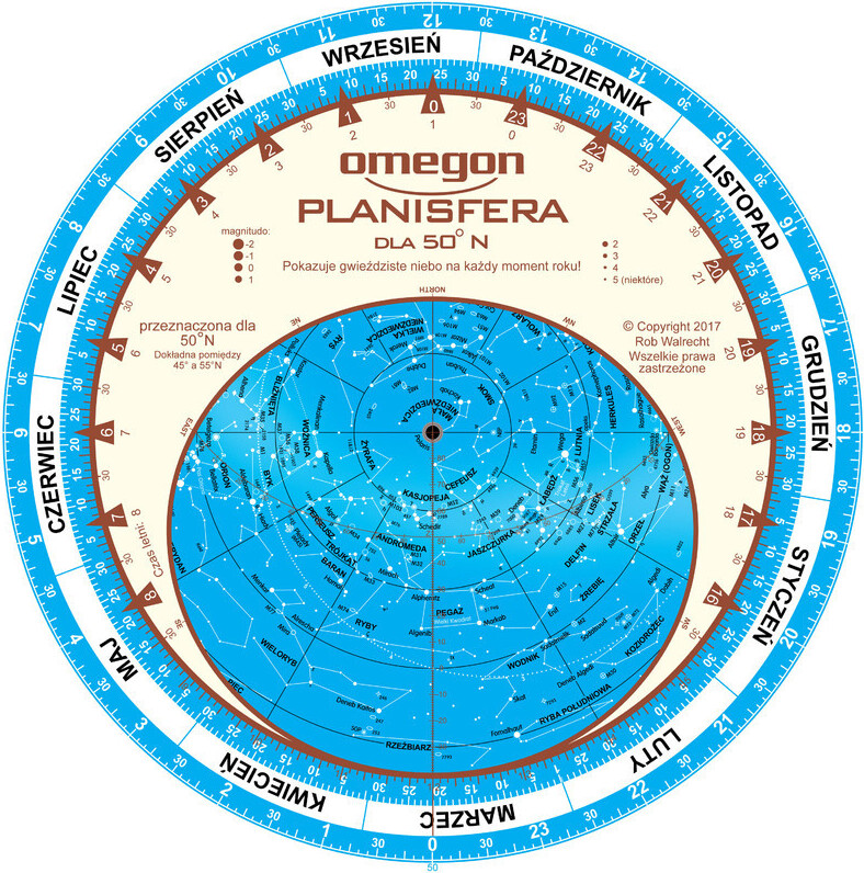 Omegon Sternkarte Obrotowa mapa nieba 25cm / 50°