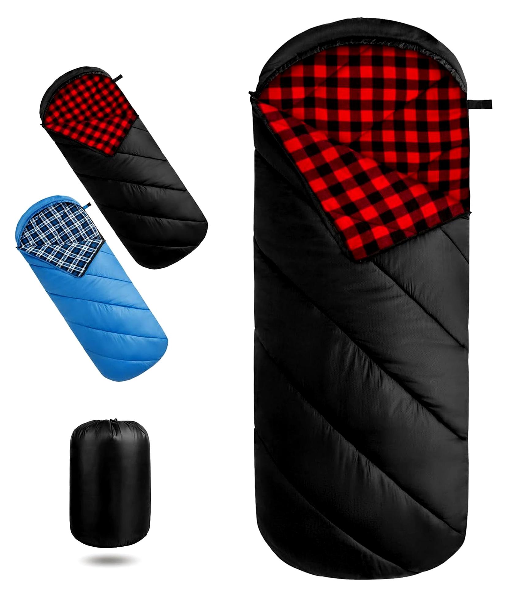 Markenlos Schlafsack für 3-4 Jahreszeiten - Flanell Schlafsack für den Winter, warmer Outdoor Deckenschlafsack mit kleinem Packmaß, ultraleicht und wasserdicht für Camping, Reisen und Wandern, für Erwachsene
