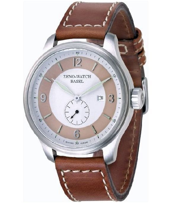 Zeno-Watch - Hodinky na ruku - Herren - Chrono - OS retro hnedá na bielej - 8595-6-i2-6