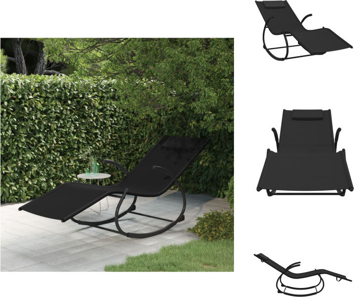 vidaXL Hojdacie lehátko čierna oceľ a textilén - Lehátka