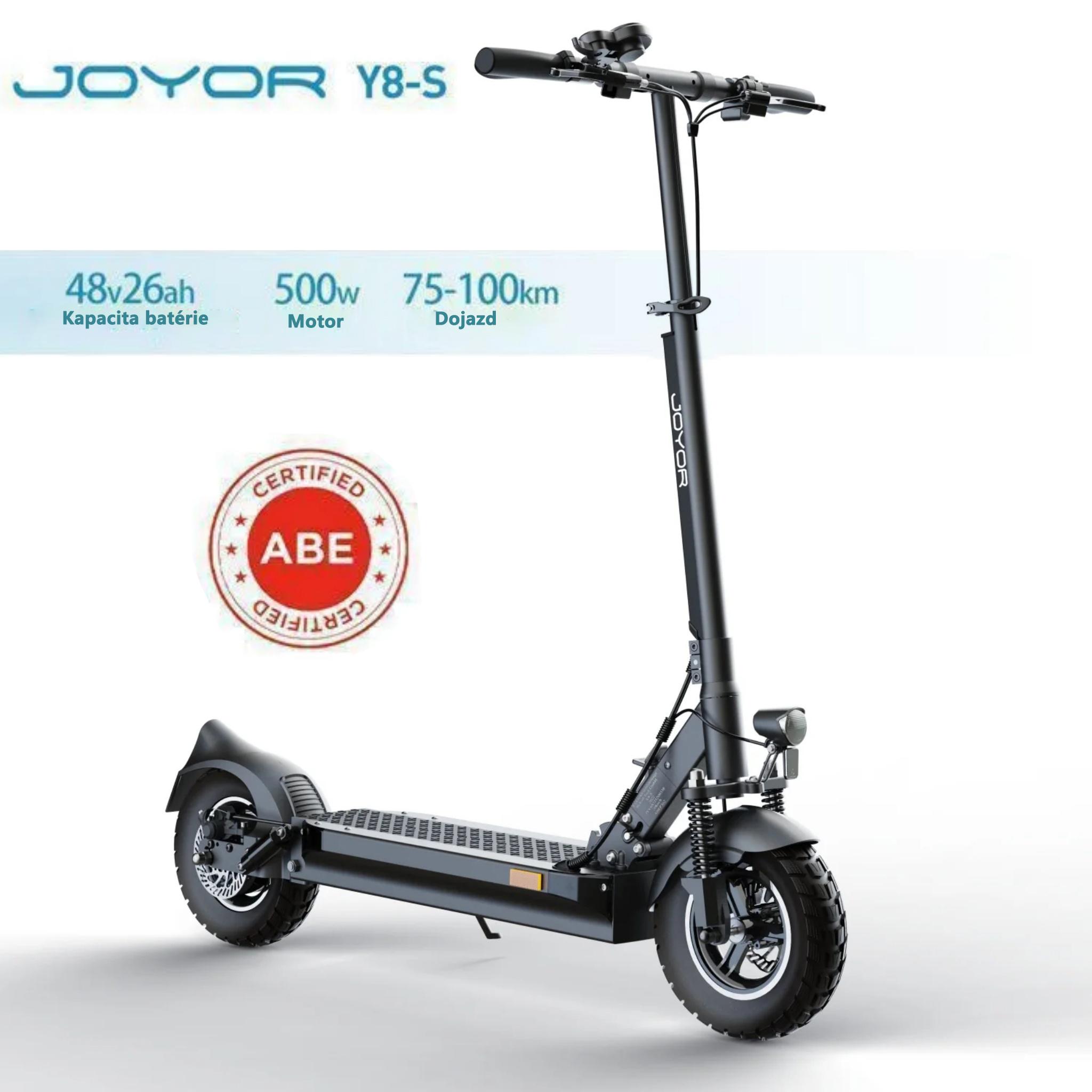 JOYOR Y8-S Certifikátom ABE Skladateľný Elektrický kolobežka - 500W Motor 48V26AH Batéria 10-palcové Pneumatiky - Čierna