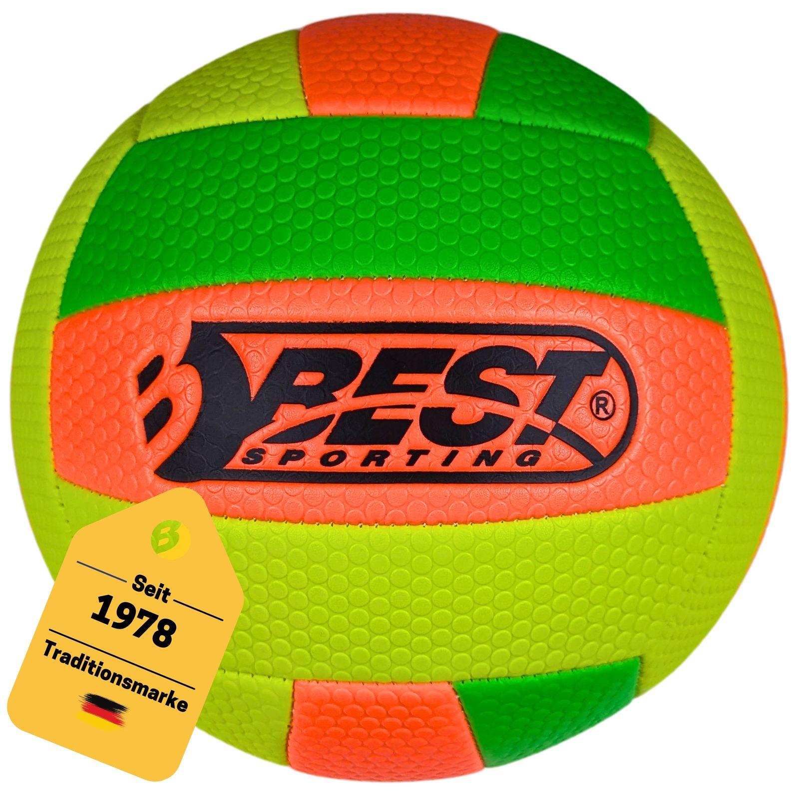 Best Sporting Volleyball Größe 5 I Freizeit-Volleyball in Grün/Orange/Gelb I Robuster und langlebiger Volleyball I Ideal für Outdoor & Indoor Spiele