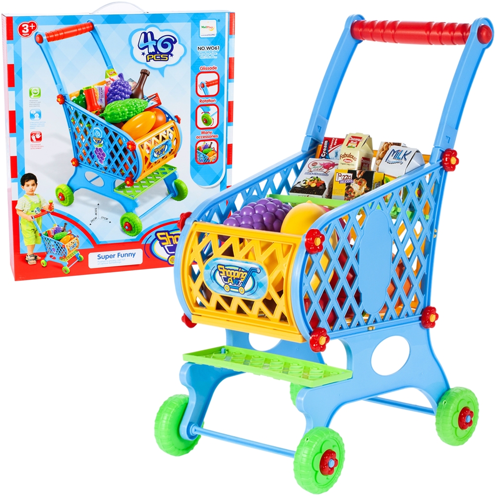 Einkaufswagen Set mit Zubehör Obst & Gemüse Spielzeug Kaufmann Laden Spielzeug 