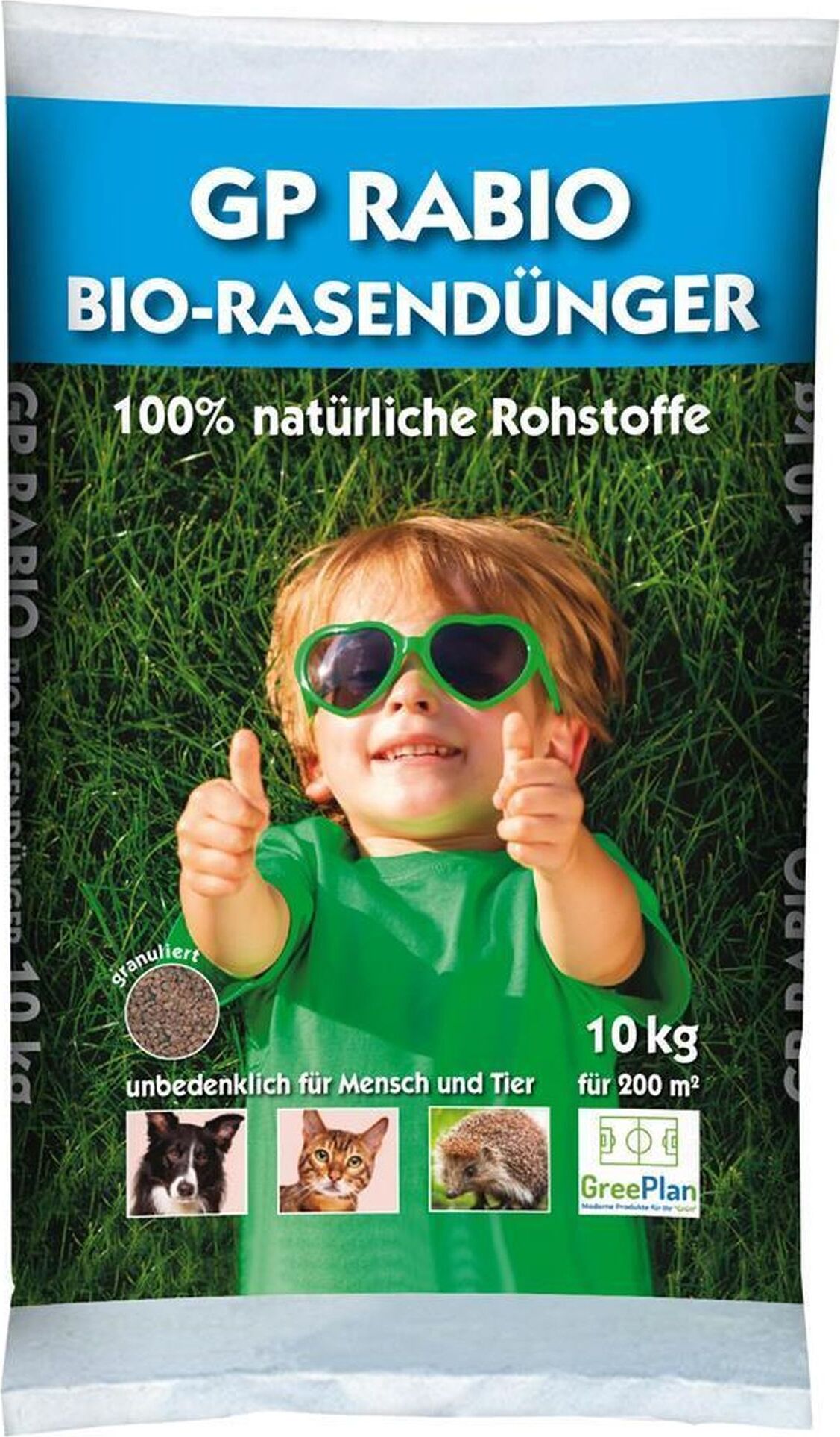 Green Plan GP RabioRasendünger org. Rasendünger 10kg Beutel 200 m² NPK-Dünger 9+3+6 819