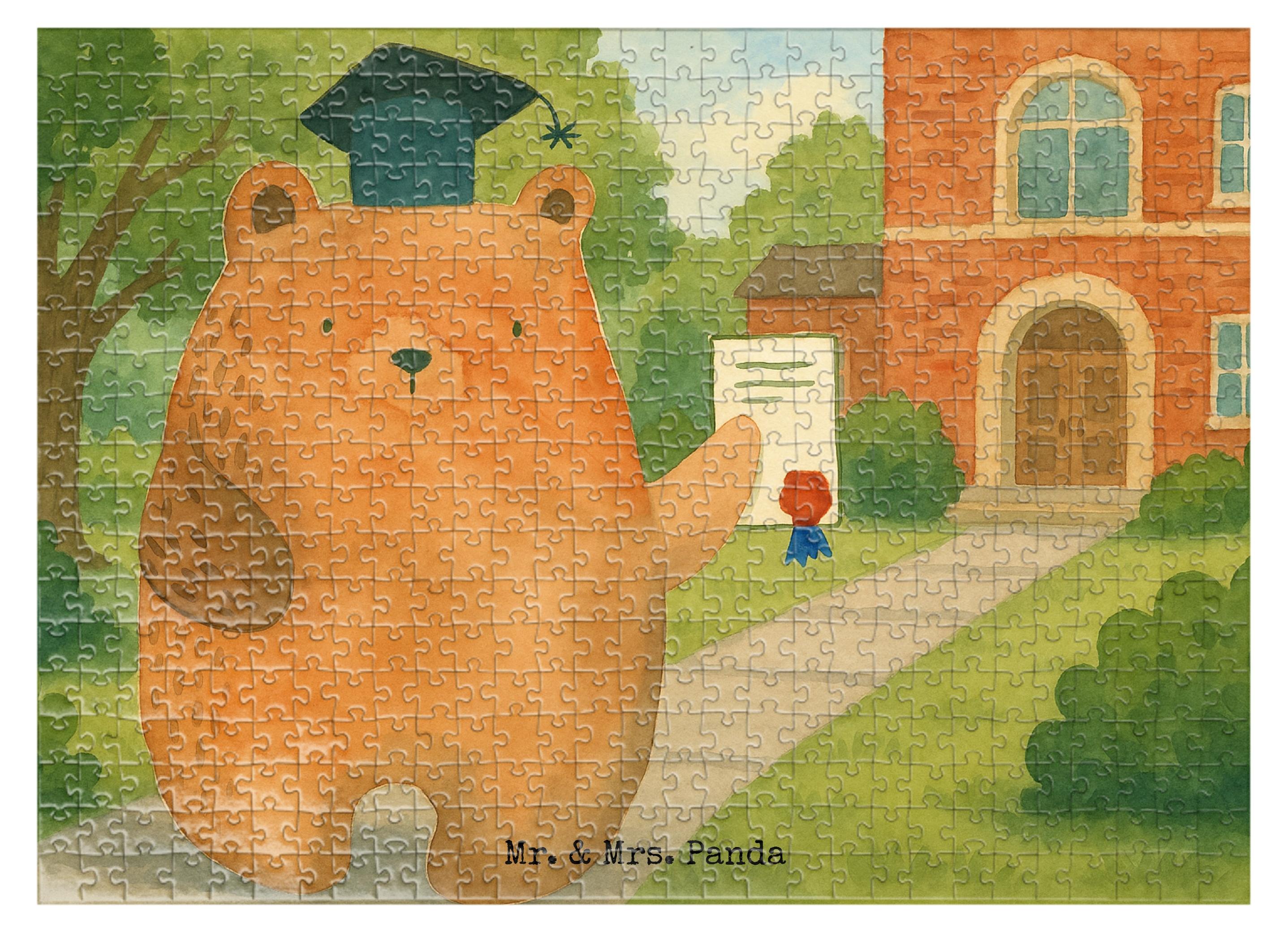 Mr. & Mrs. Panda Puzzle Bär Prüfung Design 551 Teile - Weiß - Geschenk, Teddy, 1000, 500, Abitur, Zeugnis, Abschlusszeugnis, 300, 2000, Bestanden, Abschluss, Prüfungen PD-1922188-STANDARD