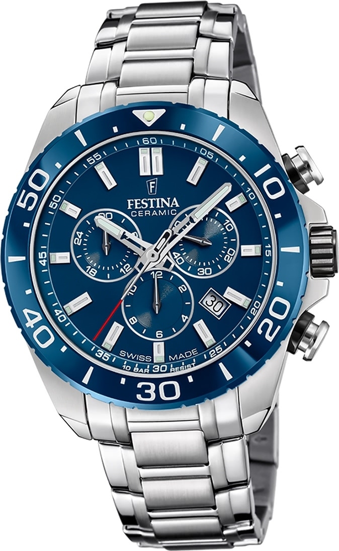 Festina pánske hodinky z ušľachtilej ocele strieborné Festina Swiss made náramkové hodinky D2UF20042/2