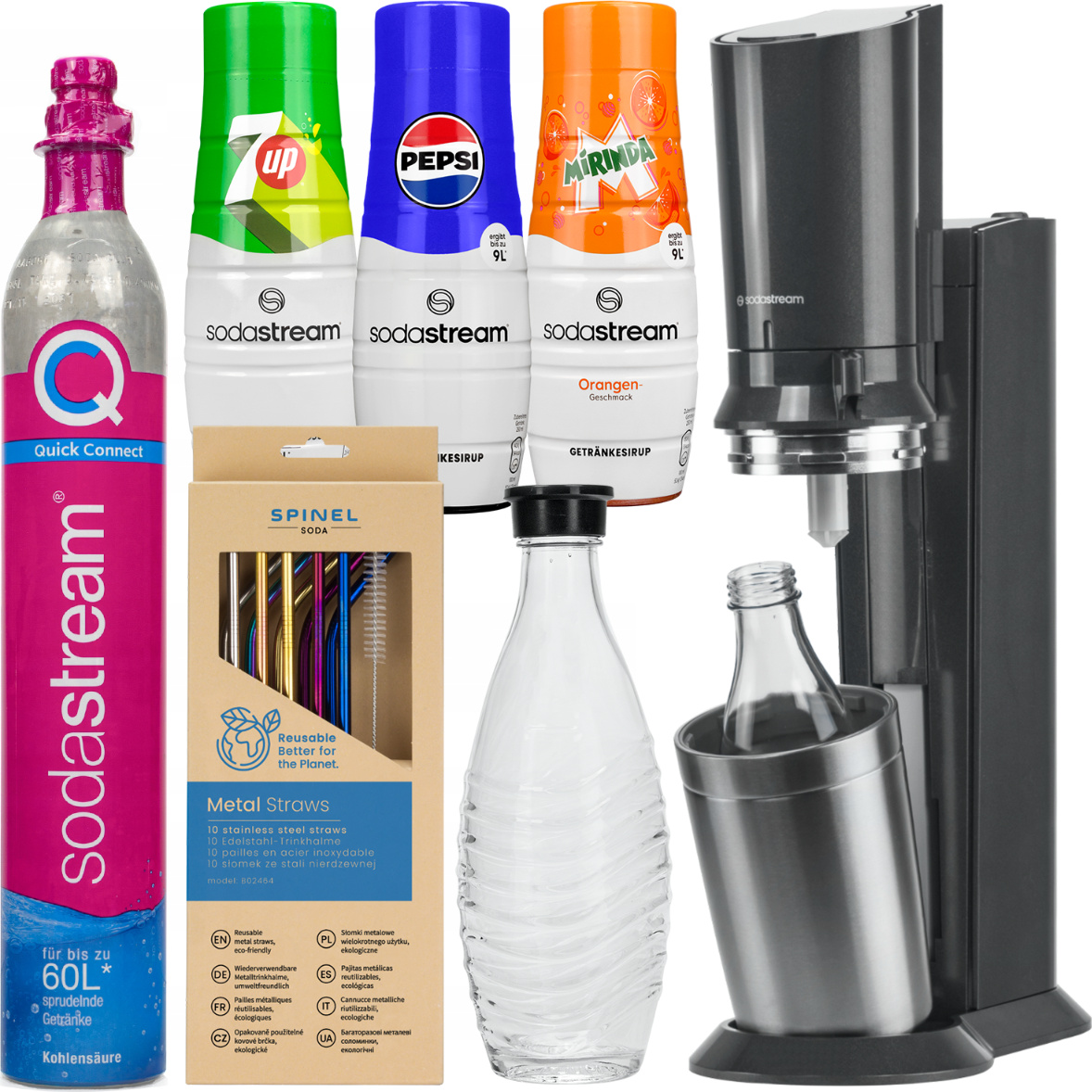 Sodastream Crystal 3.0 výrobník perlivej vody čierna sada so sklenenou karafou na sirup
