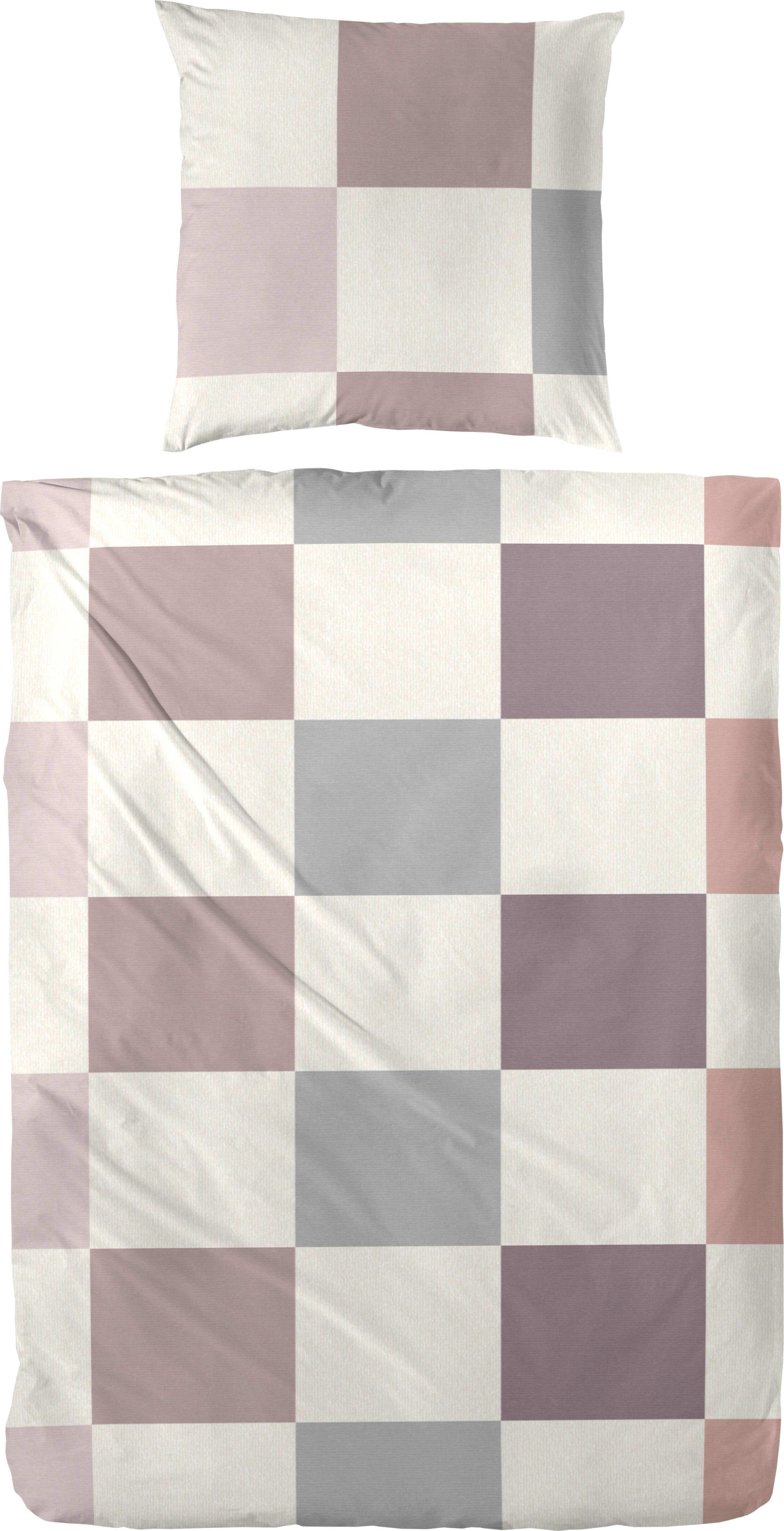 Westminster Feinbiber Bettwäsche 135x200 Karo lila beere puder 173087-76