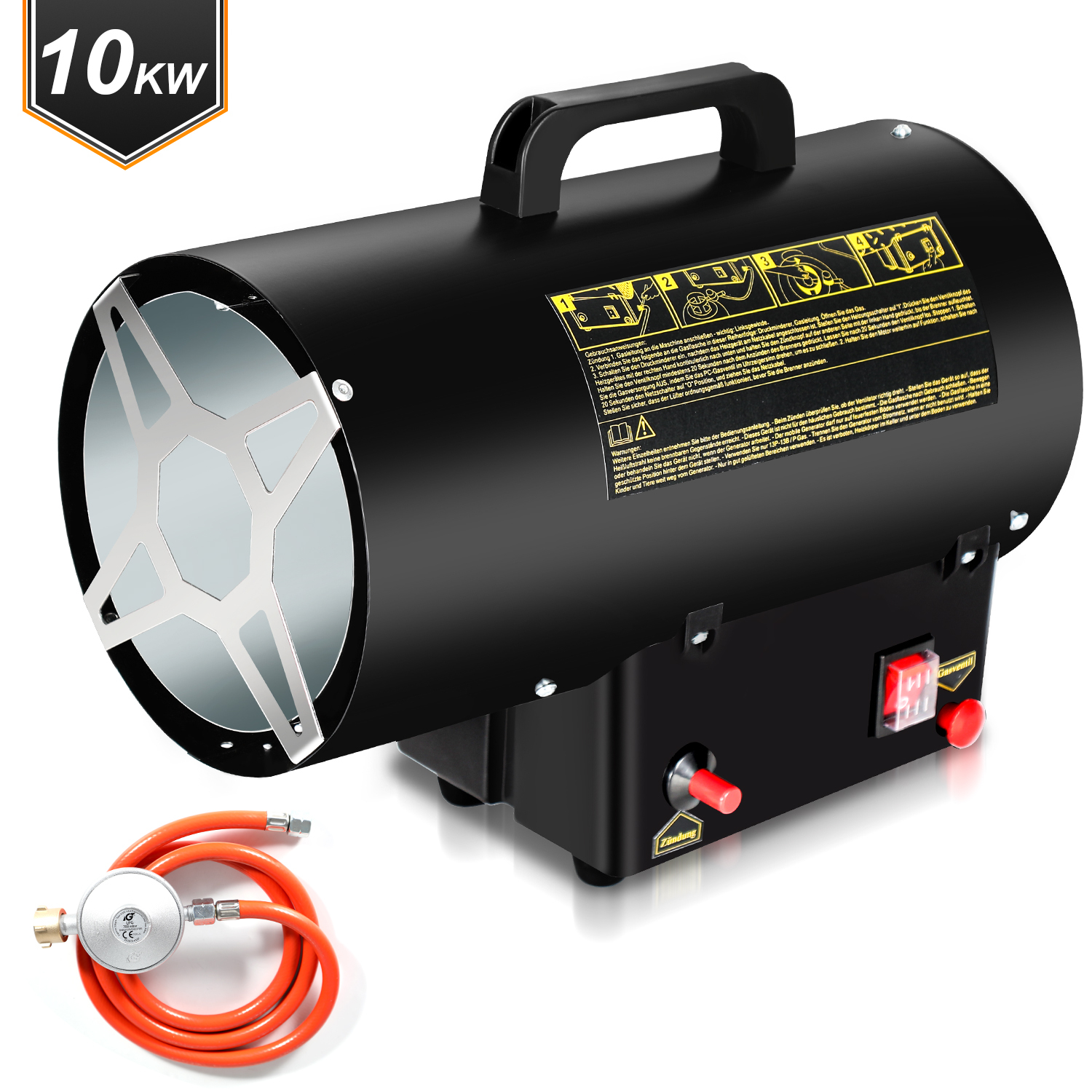 Jayseuw plynový ohrievač ohrievač 10kW plynový ohrievač Vykurovacia pištoľ Plynový sporák Stavebný ohrievač pre 150㎡ dielne, cestné mosty, železničné letiská Údržba strojov