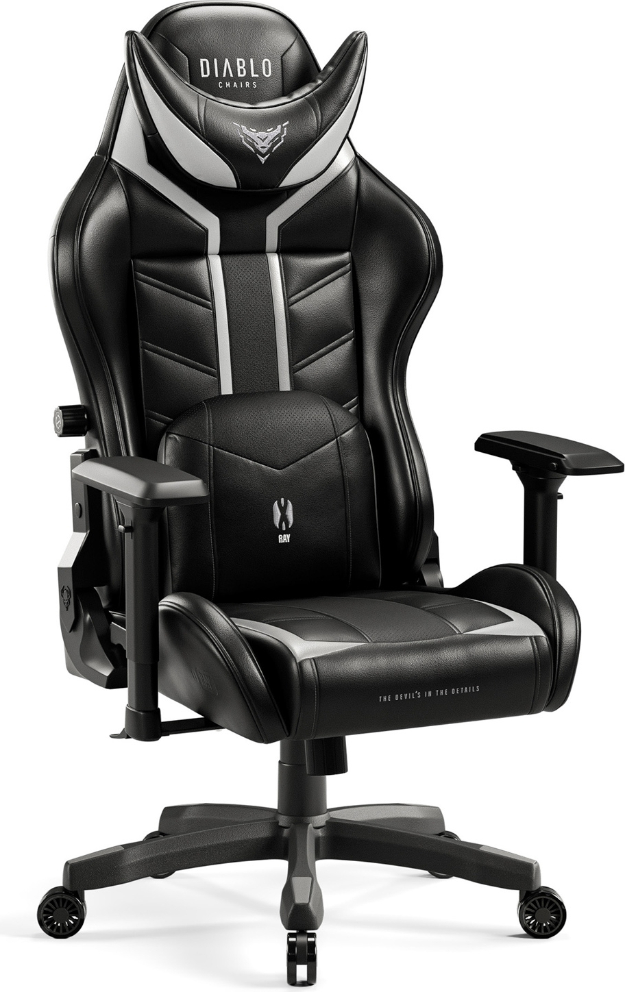 Diablo X-Ray Herná stolička Kancelárska stolička Detská stolička k písaciemu stolu Stolová stolička Podrúčky Ergonomické Farba: čierno-biela, veľkosť Small