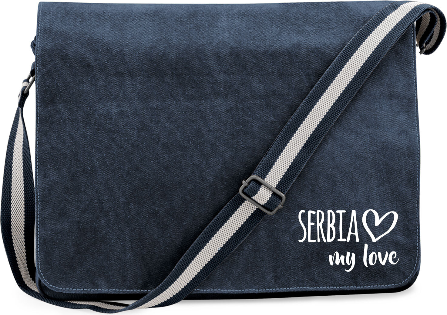 Hellweg Druckerei Huuraa Laptoptasche Serbia my love Geschenk 14 Liter Vintage Navy Canvas Serbia Präsent 3570CUT-VNAV
