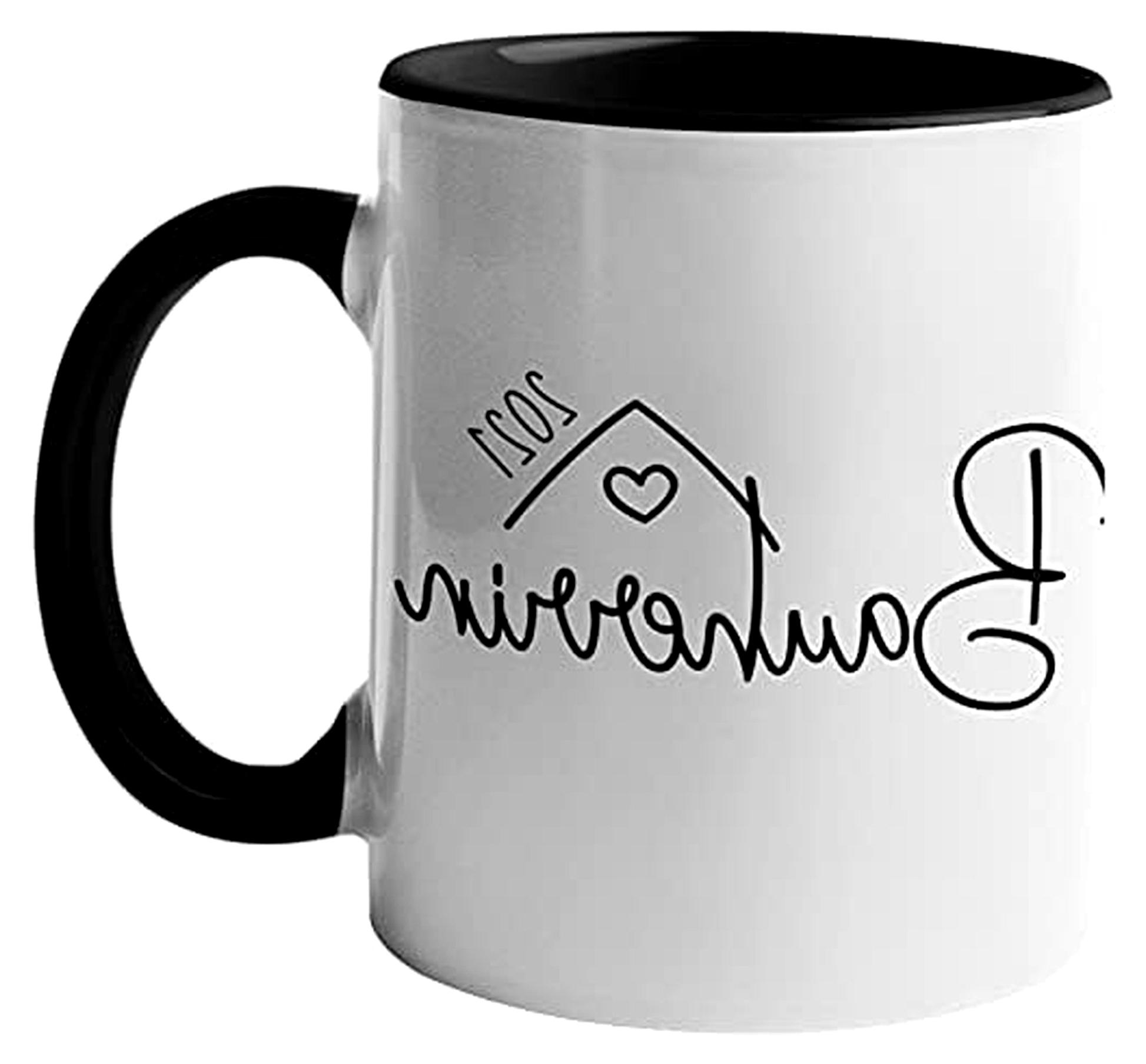Markenlos Personalisierte Keramiktasse | für den Hausbau mit Jahreszahl | Bauherrin 1 | Tasse als Blickfang auf der Baustelle | Geschenk zum Richtfest | Henkel + Innen Schwarz