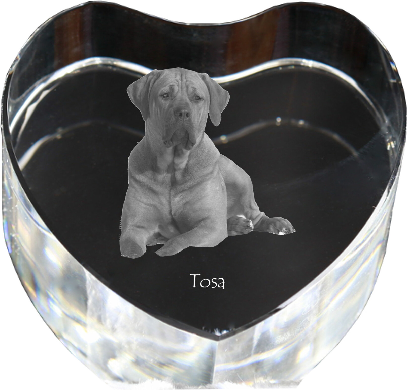Tosa Inu, Tosa-Hund - Hundebild im Kristall, Kristallherz, einzigartiger Bilderrahmen der Marke Art-Dog