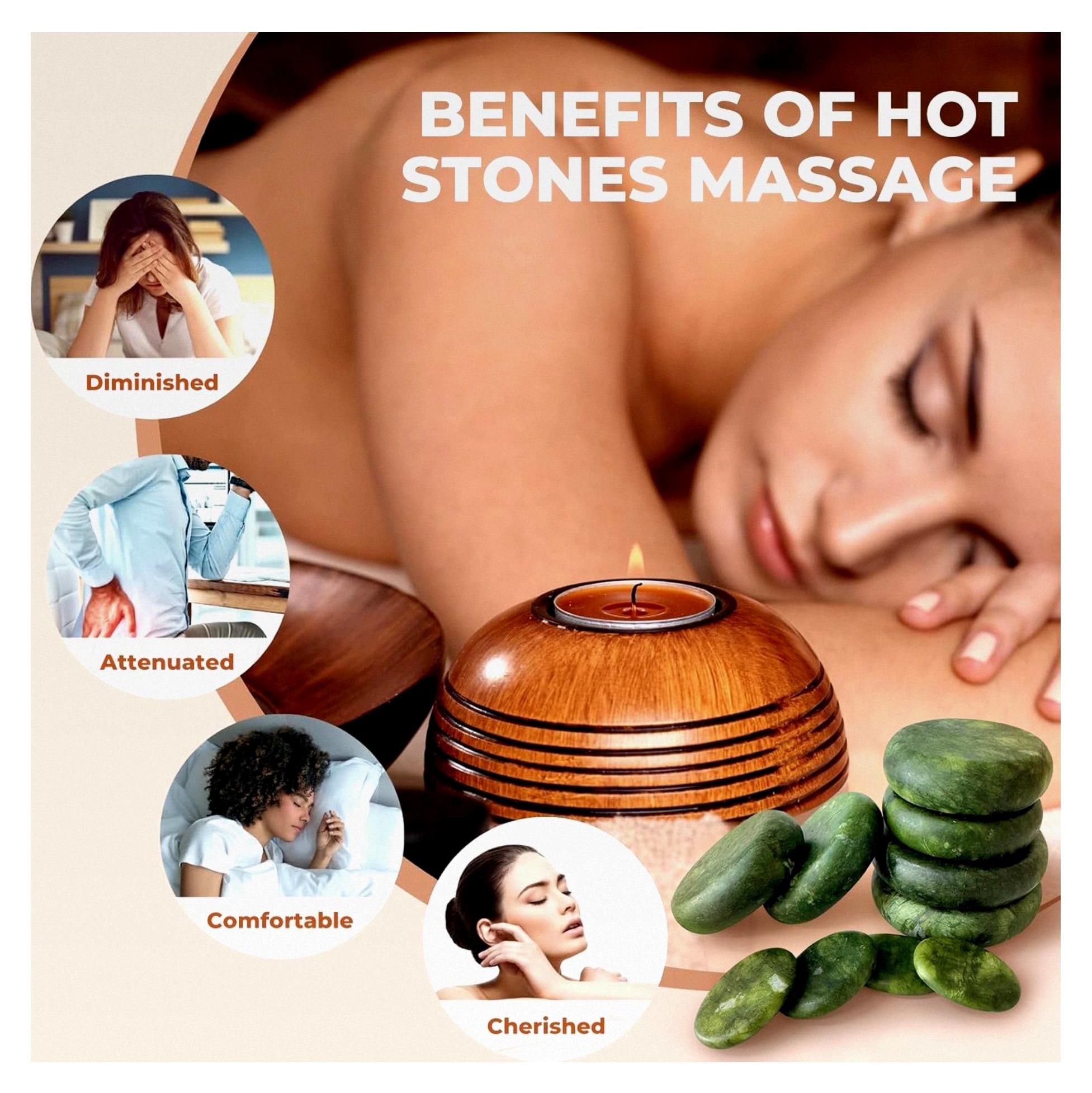 Markenlos 10 Stück Massagesteine Set – Natürliche Grüne Jade Heizsteine für Spa, Wellness und Körpermassage – Wärmesteine zur Entspannung von Rücken, Schultern, Gesicht und Beinen