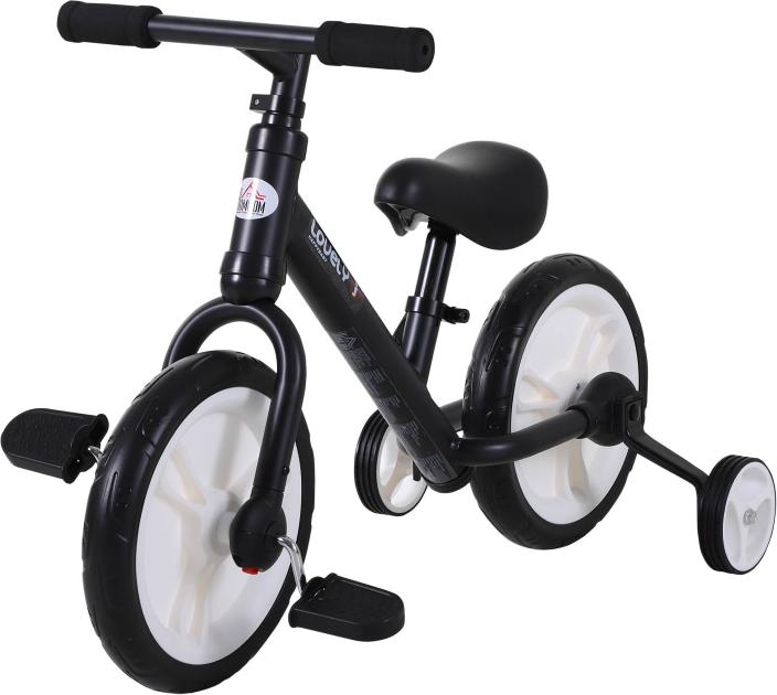 Fortuna Lai Gmbh Fortuna Lai Kinder Laufrad ab 2-5 Jahre Lauflernrad mit Stützrädern, Pedalen, Höhenverstellbarem Sitz, Spielzeug Balance Bike für Kleinkinder Erste Geburtstag Geschenk, Schwarz