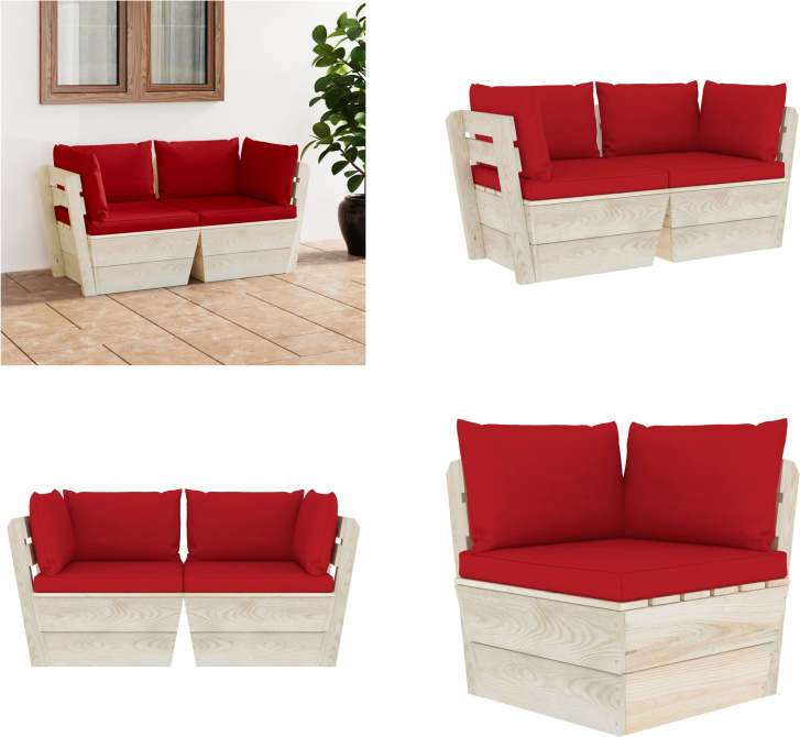 vidaXL Záhradná 2-miestna pohovka z paliet s vankúšmi zo smrekového dreva - Pohovka z paliet - 2-miestna pohovka - 2-miestne pohovky