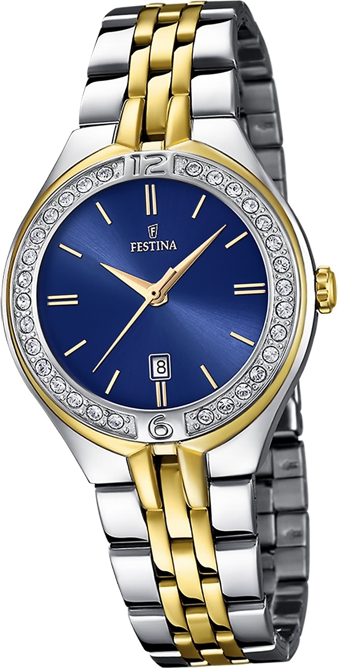Dámske hodinky Festina z ušľachtilej ocele strieborné zlato Festina Mademoiselle náramkové hodinky D2UF16868/3