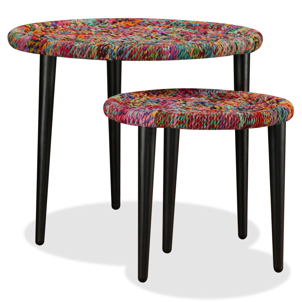 vidaXL 2-tlg. Couchtisch-Set Chindi-Details Mehrfarbig 244213