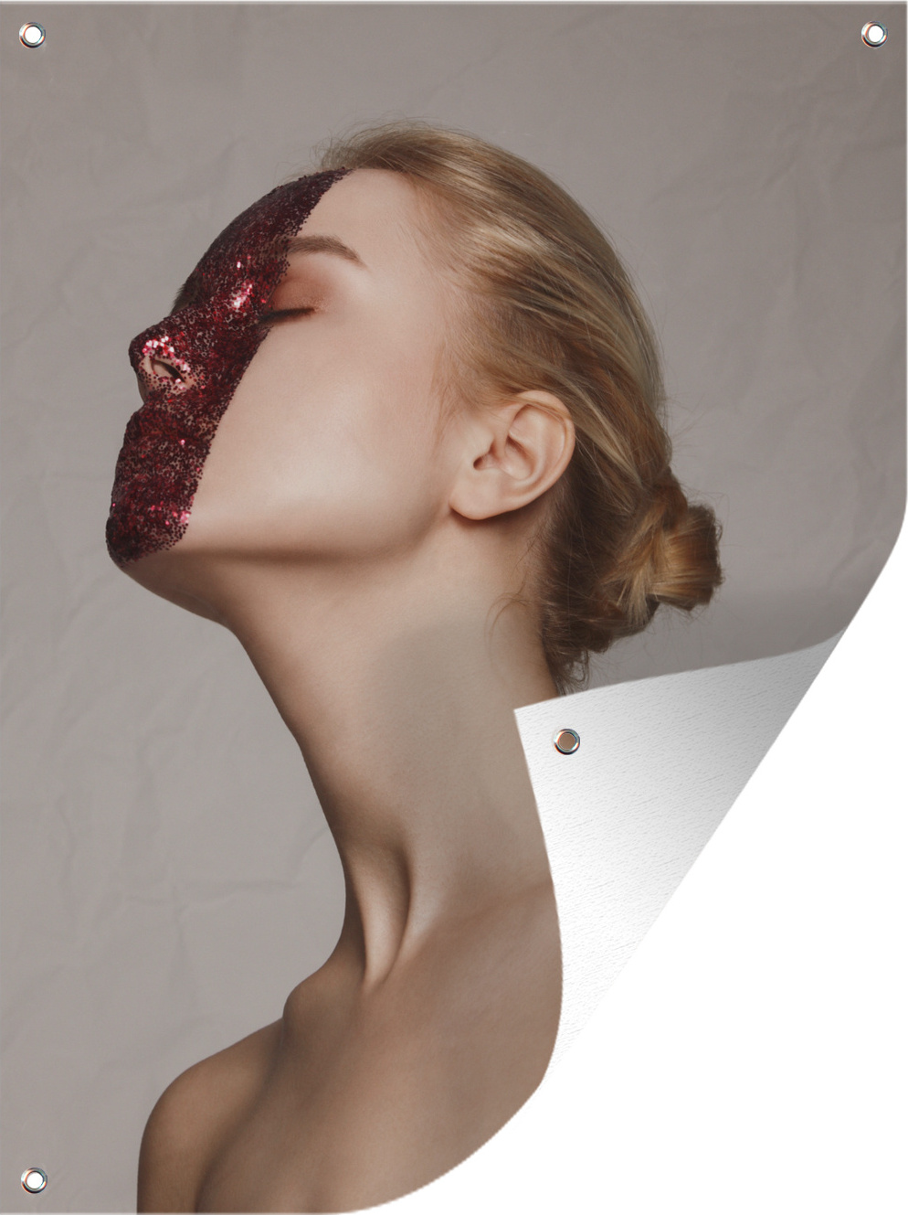 MuchoWow® 60x80 cm Outdoor-Poster Gartendeko Sichtschutz Garten Poster für den Garten Junge Frau mit Körperkunst im Gesicht 133|1341470