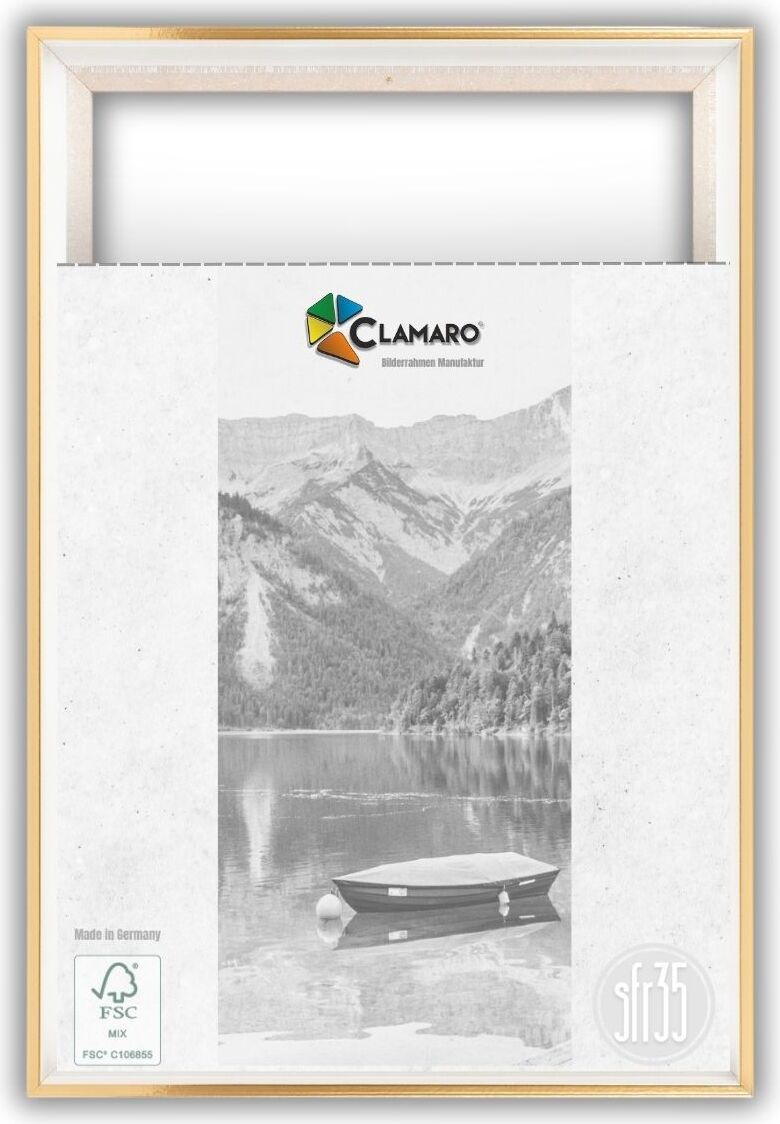 Clamaro Schattenfugenrahmen Keilrahmen Bilderrahmen für Leinwände | Weiß Gold | ohne Glasscheibe und Rückwand, Größe:13x9 NEW-382933