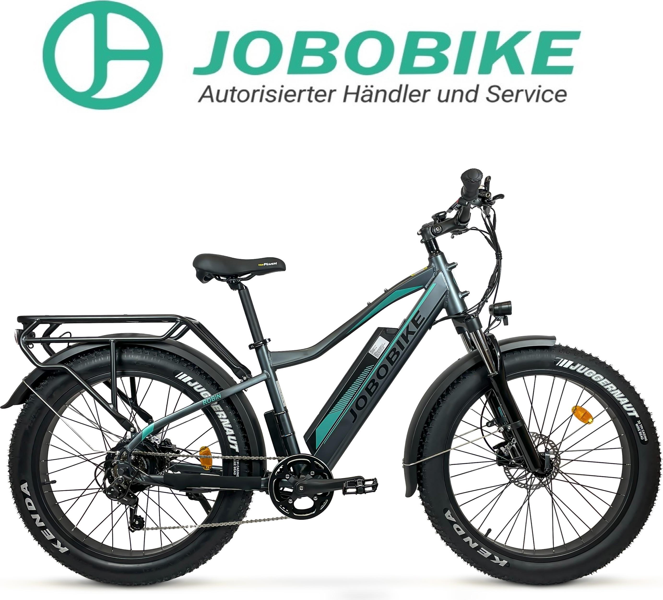 E-BIKE JOBOBIKE ELEKTROFAHRRAD ROBIN PLUS 26 x 4 ZOLL HYDRAULISCHE BREMSEN GRAU