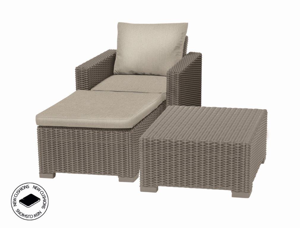 Keter Záhradný nábytok Keter set stôl + kreslo + otoman California cappuccino KT-610225